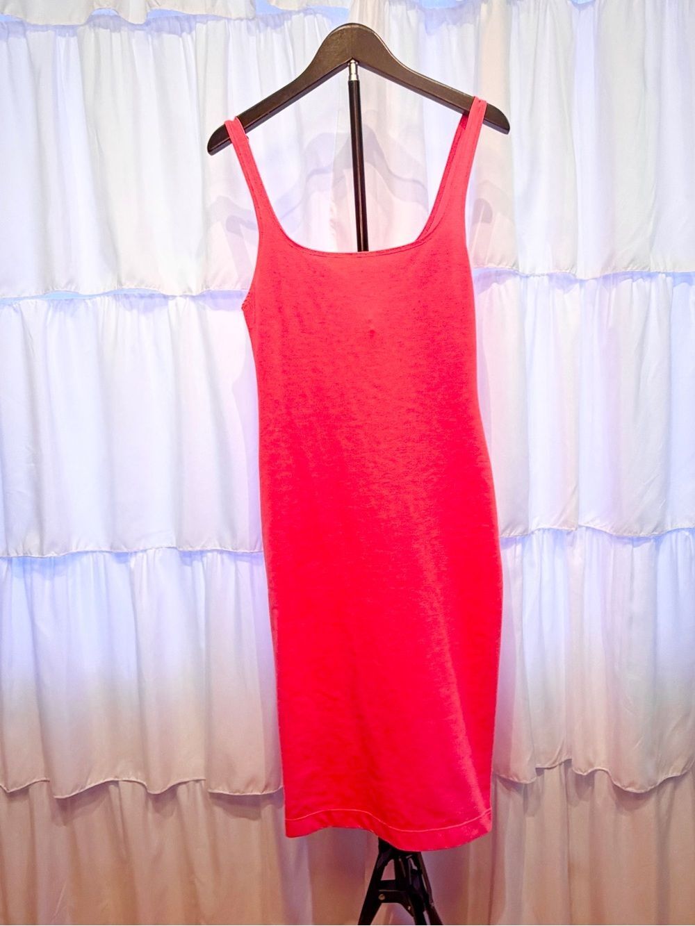 Zara Women’s Hot Pink Sleeveless Midi Bodycon Sheath Dress Size Medium - Picture 2 of 7